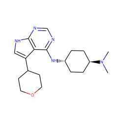 CN(C)[C@H]1CC[C@H](Nc2ncnc3[nH]cc(C4CCOCC4)c23)CC1 ZINC001772583381