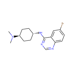 CN(C)[C@H]1CC[C@H](Nc2ncnc3ccc(Br)cc23)CC1 ZINC001772648632