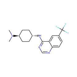 CN(C)[C@H]1CC[C@H](Nc2ncnc3ccc(C(F)(F)F)cc23)CC1 ZINC001772597549