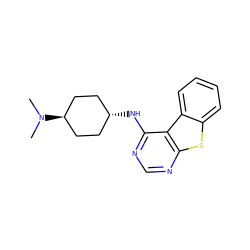 CN(C)[C@H]1CC[C@H](Nc2ncnc3sc4ccccc4c23)CC1 ZINC000299819417