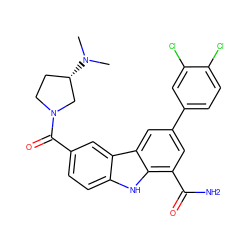 CN(C)[C@H]1CCN(C(=O)c2ccc3[nH]c4c(C(N)=O)cc(-c5ccc(Cl)c(Cl)c5)cc4c3c2)C1 ZINC000113201846