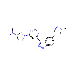 CN(C)[C@H]1CCN(c2cc(-c3n[nH]c4ccc(-c5cnn(C)c5)cc34)ncn2)C1 ZINC000225564584