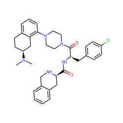 CN(C)[C@H]1CCc2cccc(N3CCN(C(=O)[C@@H](Cc4ccc(Cl)cc4)NC(=O)[C@H]4Cc5ccccc5CN4)CC3)c2C1 ZINC000084611184