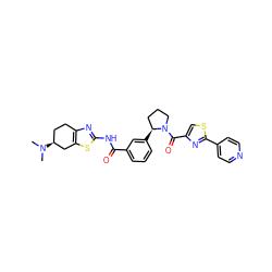 CN(C)[C@H]1CCc2nc(NC(=O)c3cccc([C@H]4CCCN4C(=O)c4csc(-c5ccncc5)n4)c3)sc2C1 ZINC000220435267