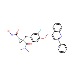 CN(C)C(=O)[C@@]1(Cc2ccc(OCc3cc(-c4ccccc4)nc4ccccc34)c(F)c2)C[C@@H]1C(=O)NO ZINC000040974027
