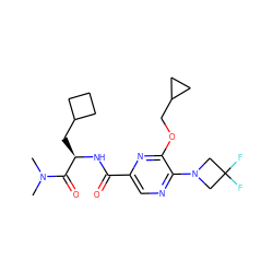 CN(C)C(=O)[C@@H](CC1CCC1)NC(=O)c1cnc(N2CC(F)(F)C2)c(OCC2CC2)n1 ZINC000219204829