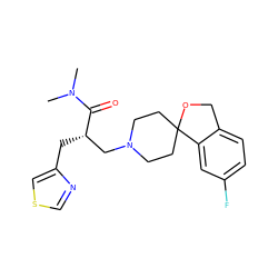 CN(C)C(=O)[C@@H](Cc1cscn1)CN1CCC2(CC1)OCc1ccc(F)cc12 ZINC000084672541