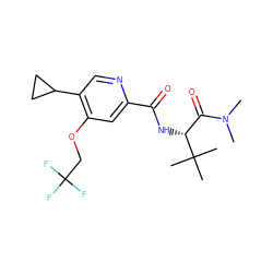 CN(C)C(=O)[C@@H](NC(=O)c1cc(OCC(F)(F)F)c(C2CC2)cn1)C(C)(C)C ZINC000146547934