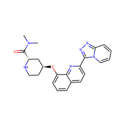 CN(C)C(=O)[C@@H]1C[C@@H](Oc2cccc3ccc(-c4nnc5ccccn45)nc23)CCN1 ZINC000117659970