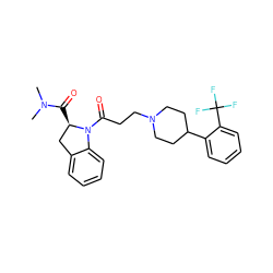 CN(C)C(=O)[C@@H]1Cc2ccccc2N1C(=O)CCN1CCC(c2ccccc2C(F)(F)F)CC1 ZINC000084726305