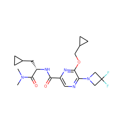 CN(C)C(=O)[C@H](CC1CC1)NC(=O)c1cnc(N2CC(F)(F)C2)c(OCC2CC2)n1 ZINC000207358221