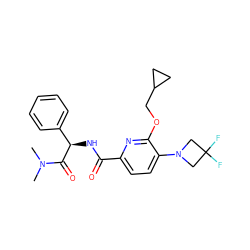 CN(C)C(=O)[C@H](NC(=O)c1ccc(N2CC(F)(F)C2)c(OCC2CC2)n1)c1ccccc1 ZINC000207737164