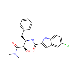 CN(C)C(=O)[C@H](O)[C@@H](Cc1ccccc1)NC(=O)c1cc2cc(Cl)ccc2[nH]1 ZINC000013780527