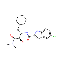 CN(C)C(=O)[C@H](O)[C@H](CC1CCCCC1)NC(=O)c1cc2cc(Cl)ccc2[nH]1 ZINC000013780537