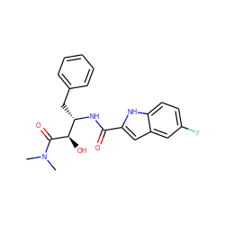 CN(C)C(=O)[C@H](O)[C@H](Cc1ccccc1)NC(=O)c1cc2cc(F)ccc2[nH]1 ZINC000013780529