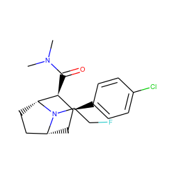 CN(C)C(=O)[C@H]1[C@@H](c2ccc(Cl)cc2)C[C@@H]2CC[C@H]1N2CCF ZINC000084652929