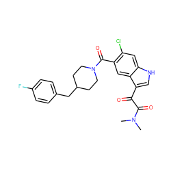 CN(C)C(=O)C(=O)c1c[nH]c2cc(Cl)c(C(=O)N3CCC(Cc4ccc(F)cc4)CC3)cc12 ZINC000045368142