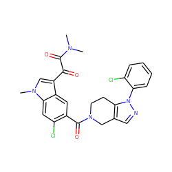 CN(C)C(=O)C(=O)c1cn(C)c2cc(Cl)c(C(=O)N3CCc4c(cnn4-c4ccccc4Cl)C3)cc12 ZINC000028708669