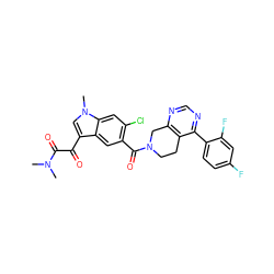 CN(C)C(=O)C(=O)c1cn(C)c2cc(Cl)c(C(=O)N3CCc4c(ncnc4-c4ccc(F)cc4F)C3)cc12 ZINC000028708673