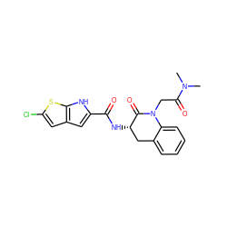 CN(C)C(=O)CN1C(=O)[C@@H](NC(=O)c2cc3cc(Cl)sc3[nH]2)Cc2ccccc21 ZINC000028818257