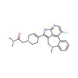 CN(C)C(=O)CN1CC=C(c2[nH]c3ncc(F)c4c3c2CN(C)c2ccccc2-4)CC1 ZINC001772624675