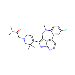CN(C)C(=O)CN1CC=C(c2[nH]c3nccc4c3c2CN(C)c2ccc(F)cc2-4)C(C)(C)C1 ZINC001772638171
