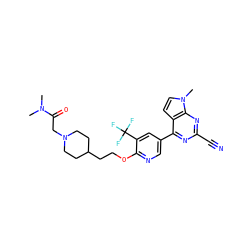 CN(C)C(=O)CN1CCC(CCOc2ncc(-c3nc(C#N)nc4c3ccn4C)cc2C(F)(F)F)CC1 ZINC001772590082