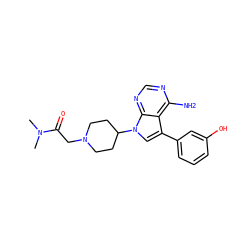 CN(C)C(=O)CN1CCC(n2cc(-c3cccc(O)c3)c3c(N)ncnc32)CC1 ZINC000000590739
