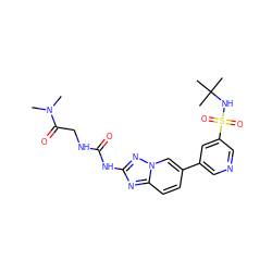 CN(C)C(=O)CNC(=O)Nc1nc2ccc(-c3cncc(S(=O)(=O)NC(C)(C)C)c3)cn2n1 ZINC000084712908