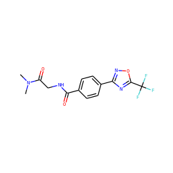 CN(C)C(=O)CNC(=O)c1ccc(-c2noc(C(F)(F)F)n2)cc1 ZINC000142960616