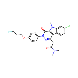 CN(C)C(=O)Cc1nn(-c2ccc(OCCCF)cc2)c(=O)c2c1c1ccc(Cl)cc1n2C ZINC000199632564