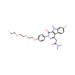 CN(C)C(=O)Cc1nn(-c2ccc(OCCOCCOCCF)cc2)c(=O)c2c1c1ccc(Cl)cc1n2C ZINC000473114651