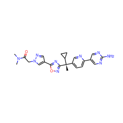 CN(C)C(=O)Cn1cc(-c2nc([C@@](C)(c3ccc(-c4cnc(N)nc4)nc3)C3CC3)no2)cn1 ZINC000114769003