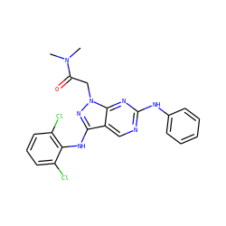 CN(C)C(=O)Cn1nc(Nc2c(Cl)cccc2Cl)c2cnc(Nc3ccccc3)nc21 ZINC000045496689