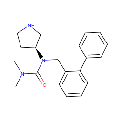 CN(C)C(=O)N(Cc1ccccc1-c1ccccc1)[C@H]1CCNC1 ZINC000040414468