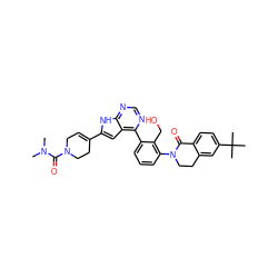 CN(C)C(=O)N1CC=C(c2cc3c(-c4cccc(N5CCc6cc(C(C)(C)C)ccc6C5=O)c4CO)ncnc3[nH]2)CC1 ZINC000142986591