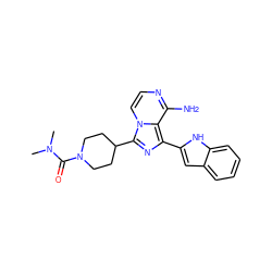 CN(C)C(=O)N1CCC(c2nc(-c3cc4ccccc4[nH]3)c3c(N)nccn23)CC1 ZINC000071329225