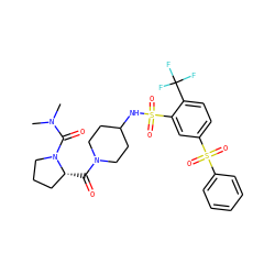 CN(C)C(=O)N1CCC[C@H]1C(=O)N1CCC(NS(=O)(=O)c2cc(S(=O)(=O)c3ccccc3)ccc2C(F)(F)F)CC1 ZINC000042804065