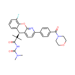 CN(C)C(=O)NC(=O)C(C)(C)[C@@H]1c2ccc(-c3ccc(C(=O)N4CCOCC4)cc3)nc2Oc2c(F)cccc21 ZINC000299834656