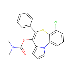 CN(C)C(=O)OC1=C(c2ccccc2)Sc2c(Cl)cccc2-n2cccc21 ZINC000013739880