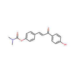CN(C)C(=O)Oc1ccc(/C=C/C(=O)c2ccc(O)cc2)cc1 ZINC001772577908