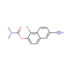 CN(C)C(=O)Oc1ccc2cc(C#N)ccc2c1Br ZINC000084671910