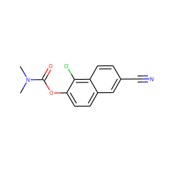 CN(C)C(=O)Oc1ccc2cc(C#N)ccc2c1Cl ZINC000084923899