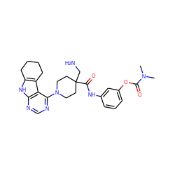 CN(C)C(=O)Oc1cccc(NC(=O)C2(CN)CCN(c3ncnc4[nH]c5c(c34)CCCC5)CC2)c1 ZINC000653856297