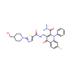 CN(C)C(=O)c1c(CNC(=O)c2cnc(N3CCC(CO)CC3)s2)c(=O)c2ccc(Cl)cc2n1-c1ccccc1 ZINC000096170115