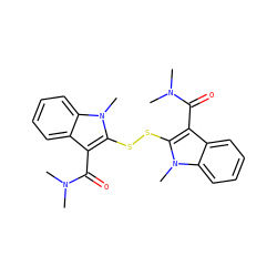 CN(C)C(=O)c1c(SSc2c(C(=O)N(C)C)c3ccccc3n2C)n(C)c2ccccc12 ZINC000013740084