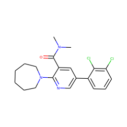 CN(C)C(=O)c1cc(-c2cccc(Cl)c2Cl)cnc1N1CCCCCC1 ZINC000045259127