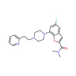 CN(C)C(=O)c1cc2cc(F)cc(N3CCN(CCc4ccccn4)CC3)c2o1 ZINC000114868424