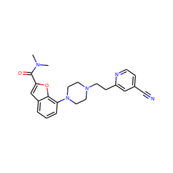 CN(C)C(=O)c1cc2cccc(N3CCN(CCc4cc(C#N)ccn4)CC3)c2o1 ZINC000114868430