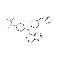 CN(C)C(=O)c1ccc(C(=C2CCN(Cc3cscn3)CC2)c2cccc3cccnc23)cc1 ZINC000073199586